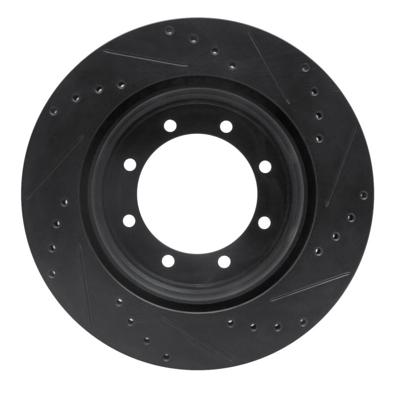 Ford F-350 Super Duty Brake Rotor (1) - Rear Left - R1 Concepts - Drilled & Slotted - Black - `05-`12